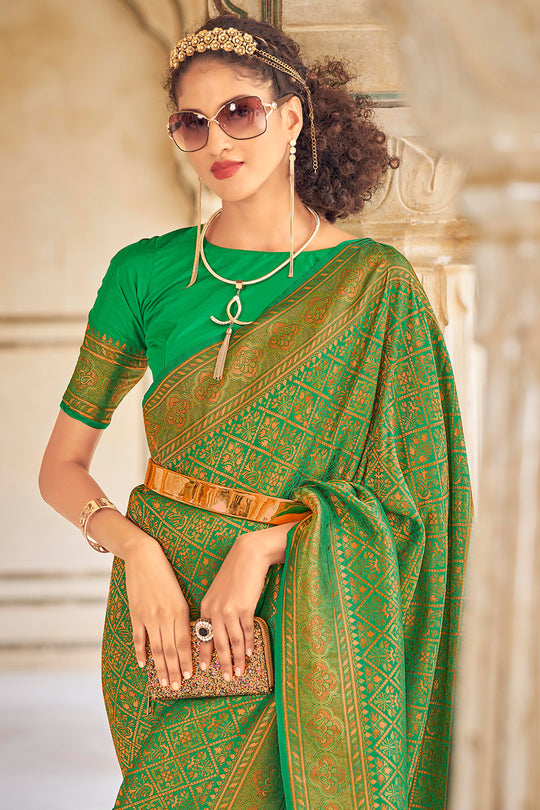 Forest Green Kanjivaram Saree