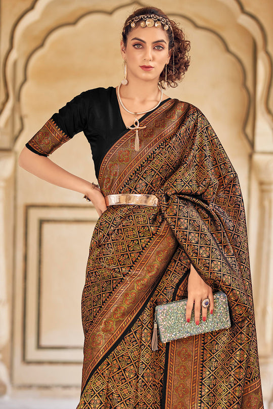 Black And Brown Kanjivaram Saree