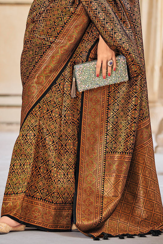 Black And Brown Kanjivaram Saree
