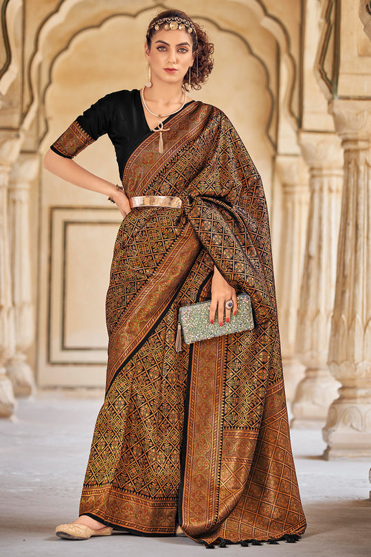 Black And Brown Kanjivaram Saree