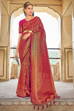 Ruby Pink Kanjivaram Saree