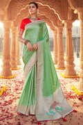 Light Green Satin Silk Saree