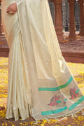 Pure White Satin Silk Saree