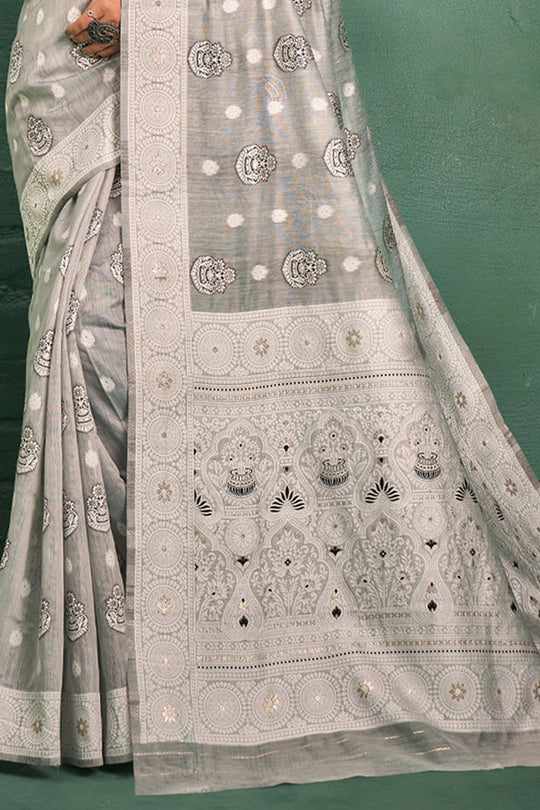Coin Grey Cotton Saree