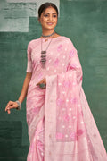 Flamingo Pink Cotton Saree