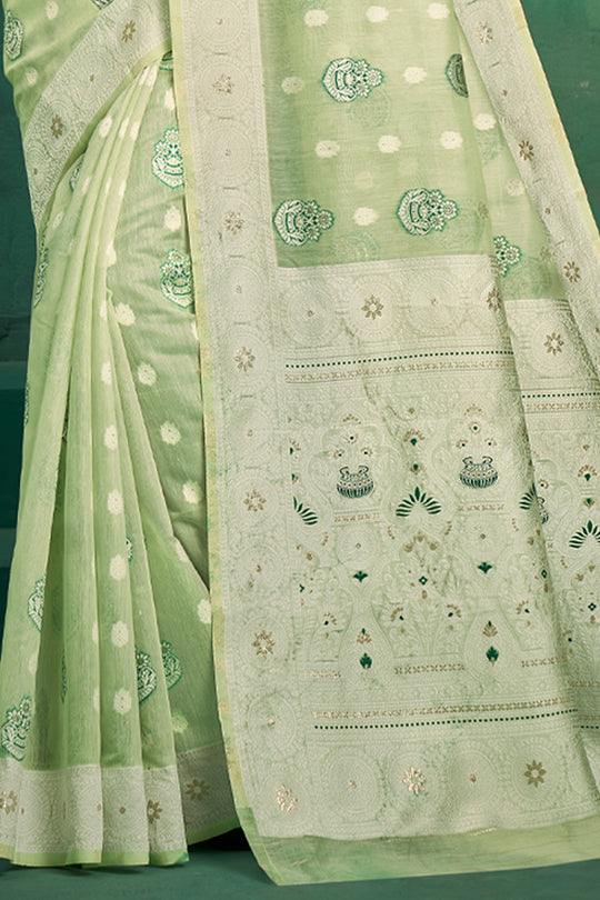Pastel Green Cotton Saree