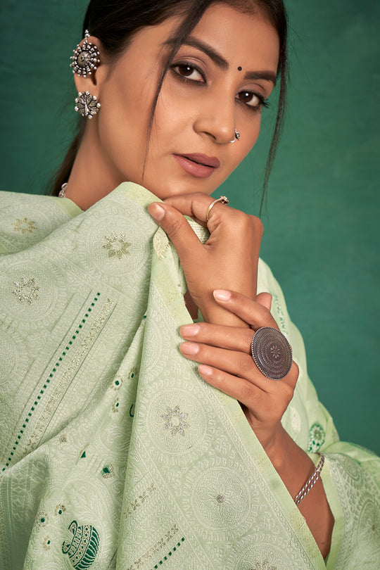 Pastel Green Cotton Saree