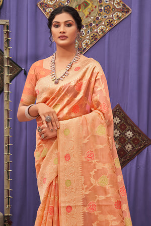 Creamsicle Orange Organza Saree