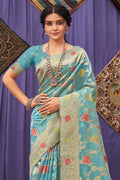 Powder Blue Organza Saree