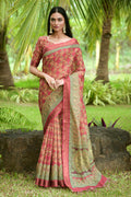 Taffy Red Tusser Silk saree