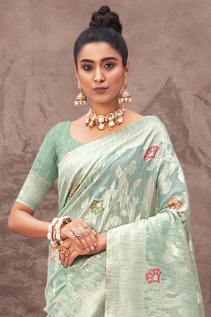 Powder Blue Cotton Saree