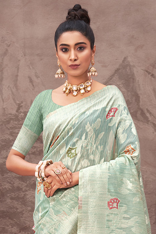 Powder Blue Cotton Saree