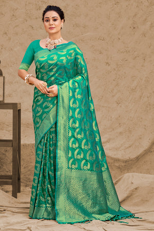 Jade Green Banarasi saree
