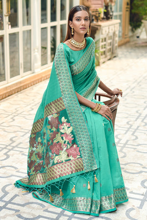 Mint Green Cotton Saree