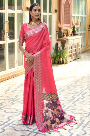 Taffy Pink Cotton Saree