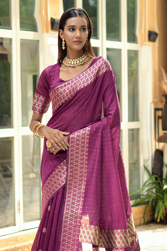 Mulberry Wine Cotton Saree