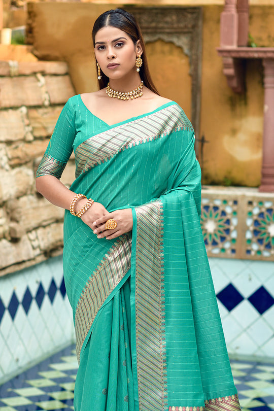 Mint Green Cotton Silk Saree