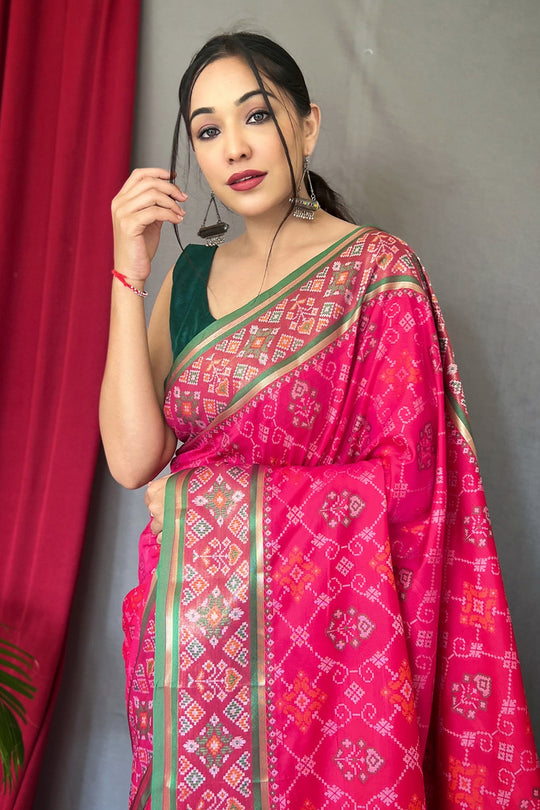 Hot Pink Patola Saree