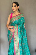 Seafoam Blue Patola Saree