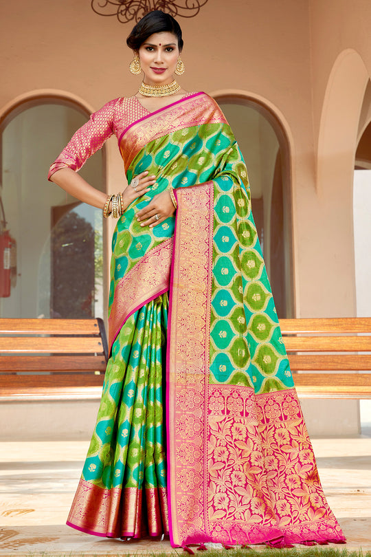 Forest Green Banarasi Saree