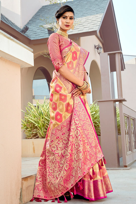 Buttermilk Beige Banarasi Saree