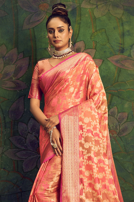 Thulian Pink Silk Saree