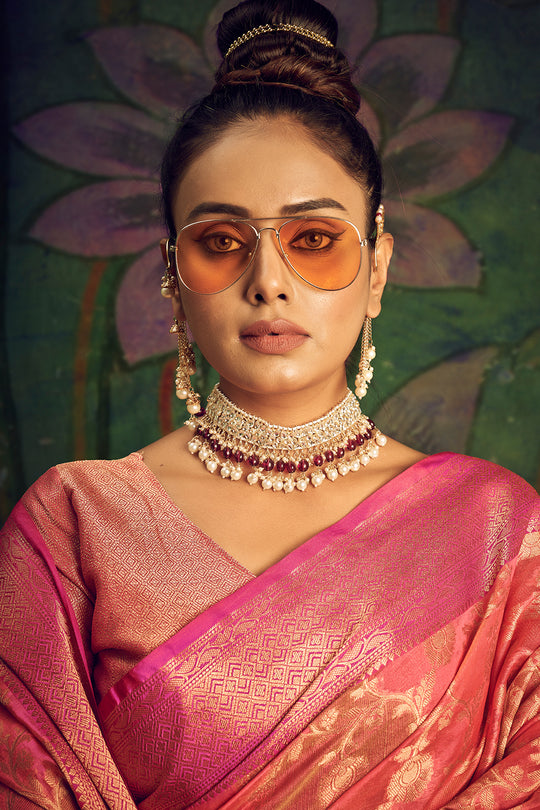 Thulian Pink Silk Saree