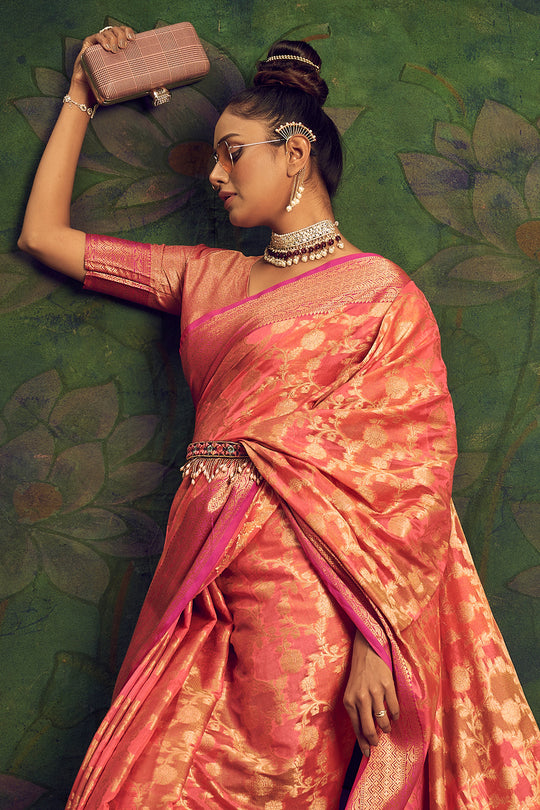 Thulian Pink Silk Saree