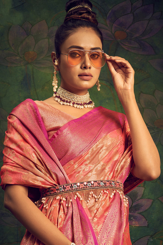 Thulian Pink Silk Saree