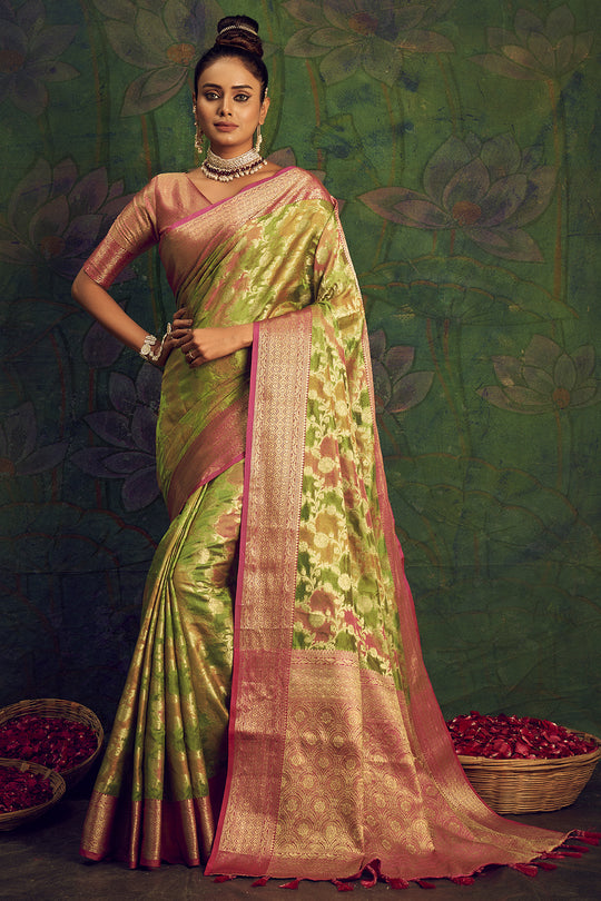 Fern Green Silk Saree