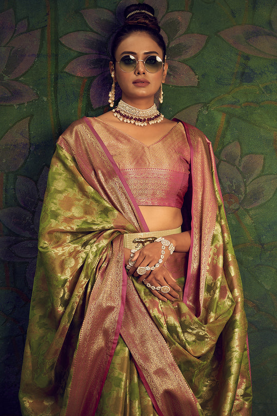 Fern Green Silk Saree