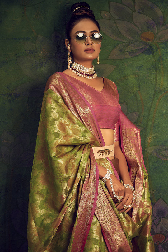 Fern Green Silk Saree