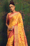 Cantaloupe Orange Silk Saree