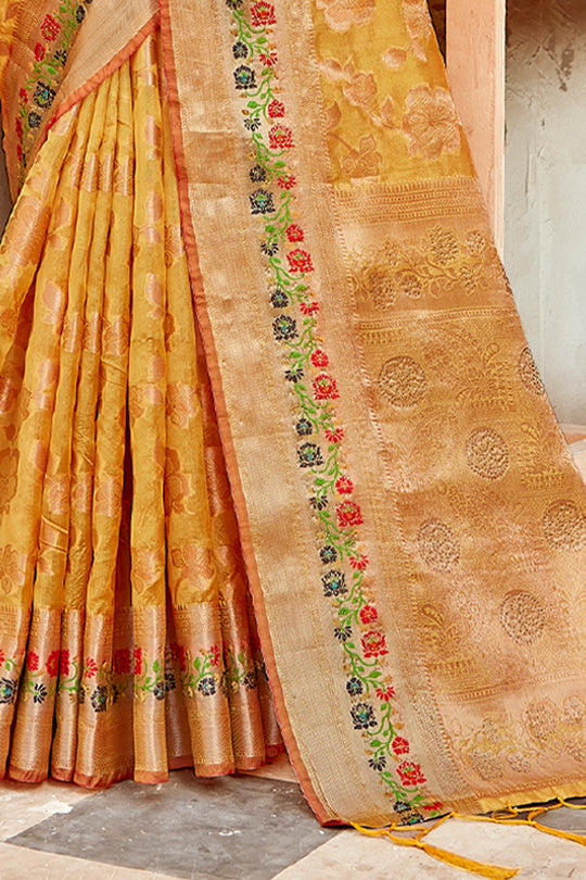 Turmeric Yellow Organza Saree