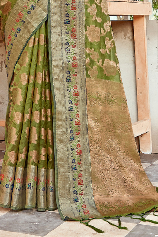 Heena Green Organza Saree