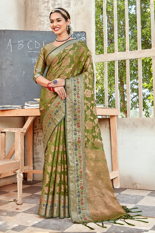 Heena Green Organza Saree