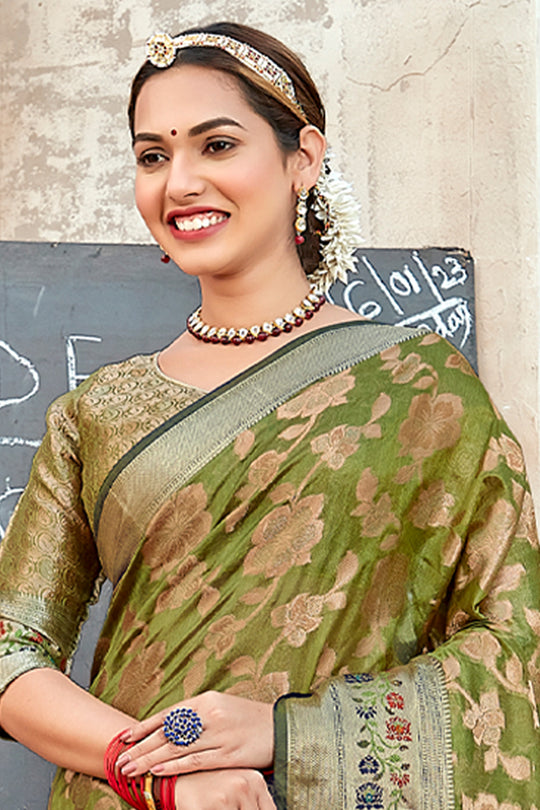 Heena Green Organza Saree