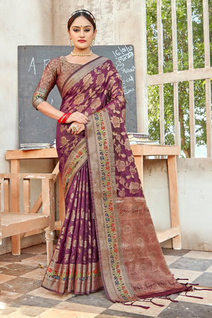 Grape Violet Organza Saree