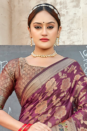 Grape Violet Organza Saree