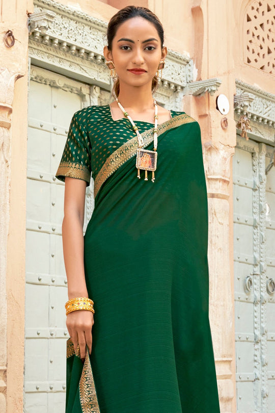 Bottle Green Georgette Saree