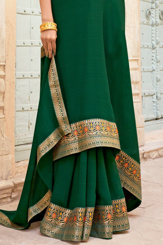 Bottle Green Georgette Saree