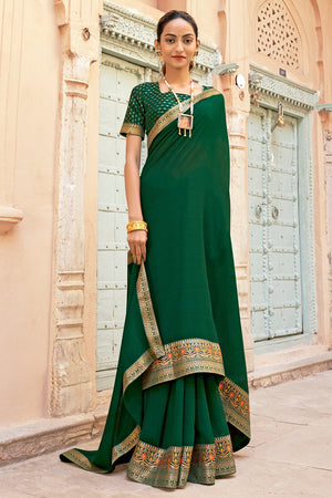 Bottle Green Georgette Saree