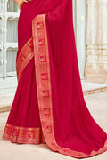 Cherry Red Georgette Saree