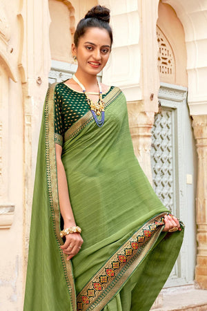 Fern Green Georgette Saree