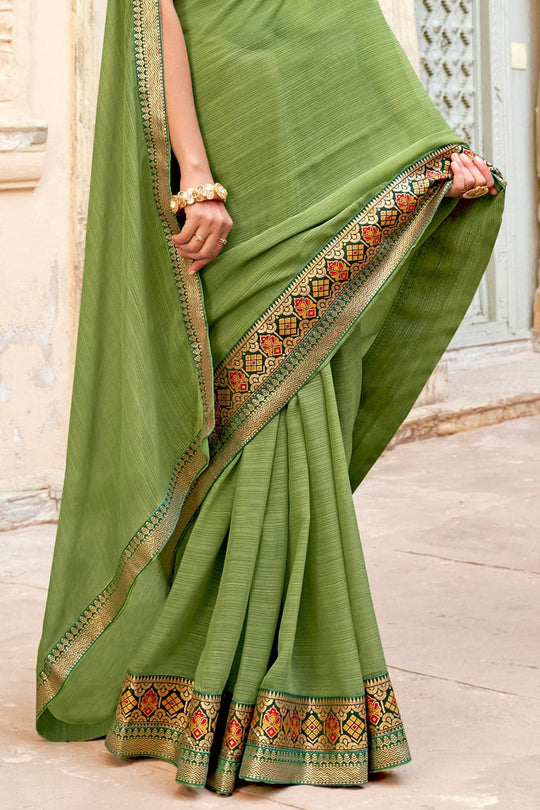 Fern Green Georgette Saree