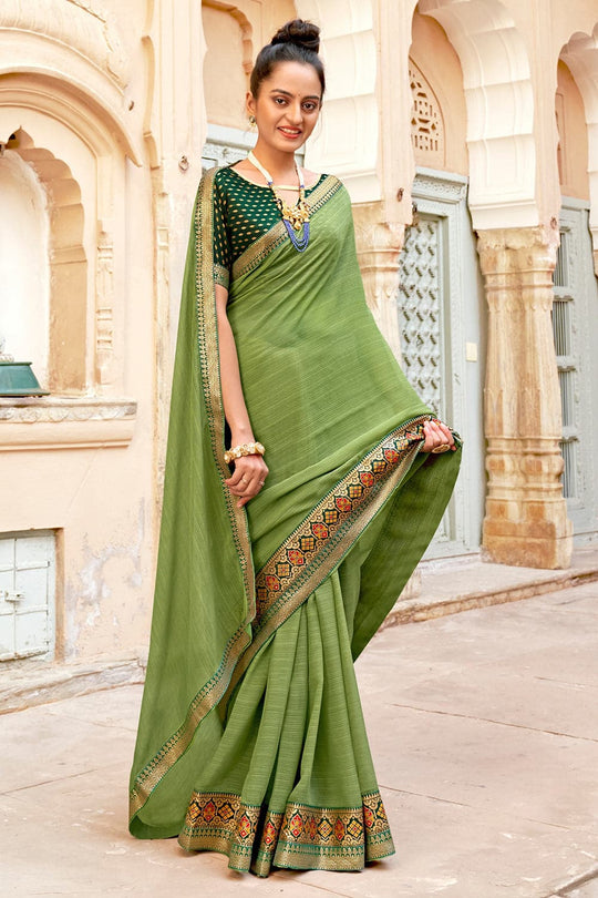 Fern Green Georgette Saree