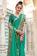 Seafoam Green Georgette Saree