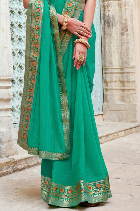 Seafoam Green Georgette Saree