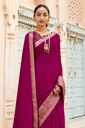 Mulberry Violet Georgette Saree