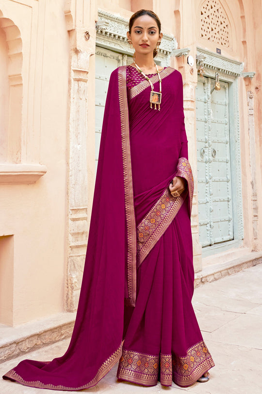 Mulberry Violet Georgette Saree